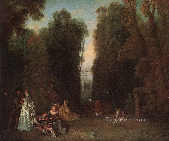 View Through the Trees in the Park of Pierre Crozat Jean Antoine Watteau Rococo Oil Paintings